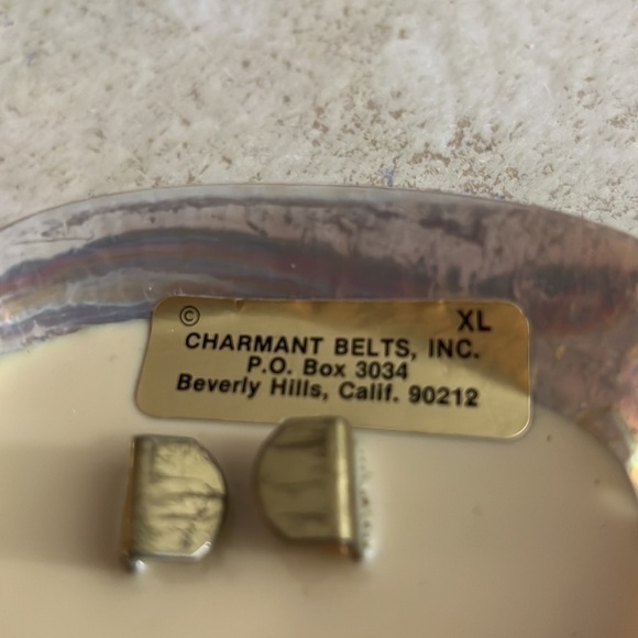 Vintage Charmant 80s Abalone Shell Wide Elastic Stretch XL Belt